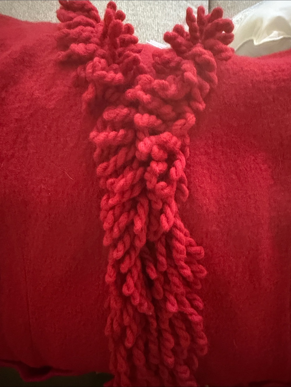 Talbots Red Ruffle-Trim Wool Cardigan - Picture 11 of 15